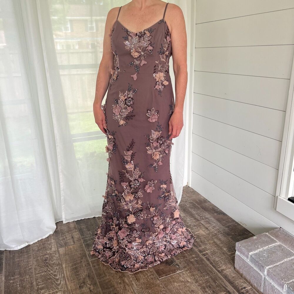 Dress The Population Giovanna Mauve Multi Mermaid Women's Large Formal Cocktail